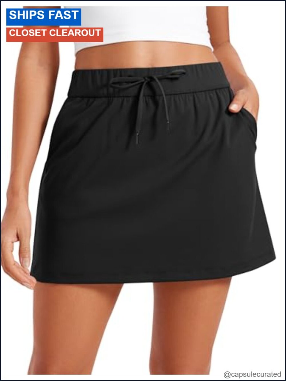 CRZ YOGA 4-Way Stretch High Rise A-Line Skort with Drawstring